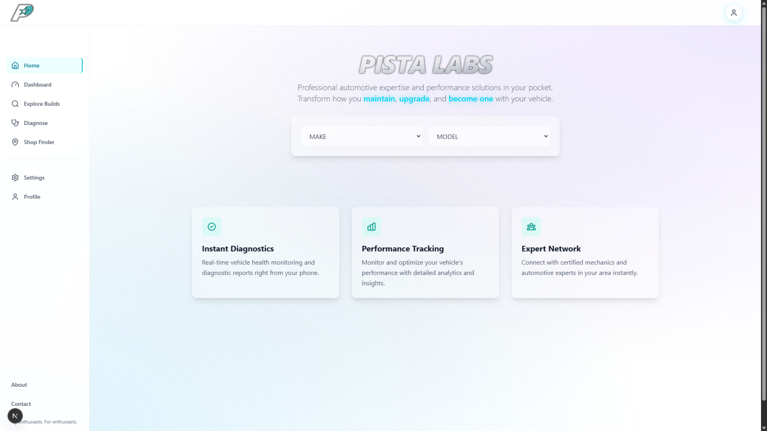 Pista Labs Platform View 1